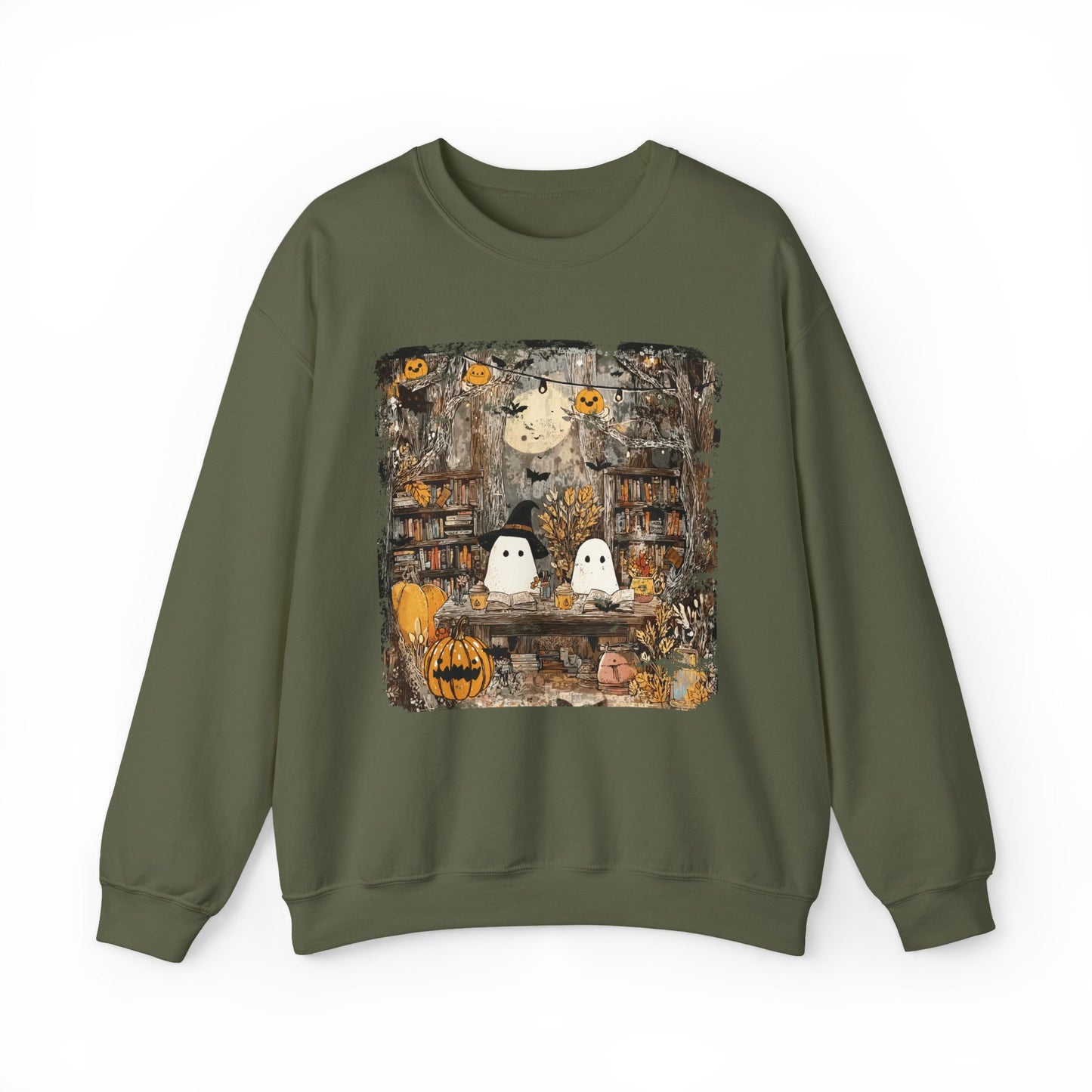 Ghost Library Comfort Colors Sweatshirt | Cozy Halloween Book Lover Crewneck
