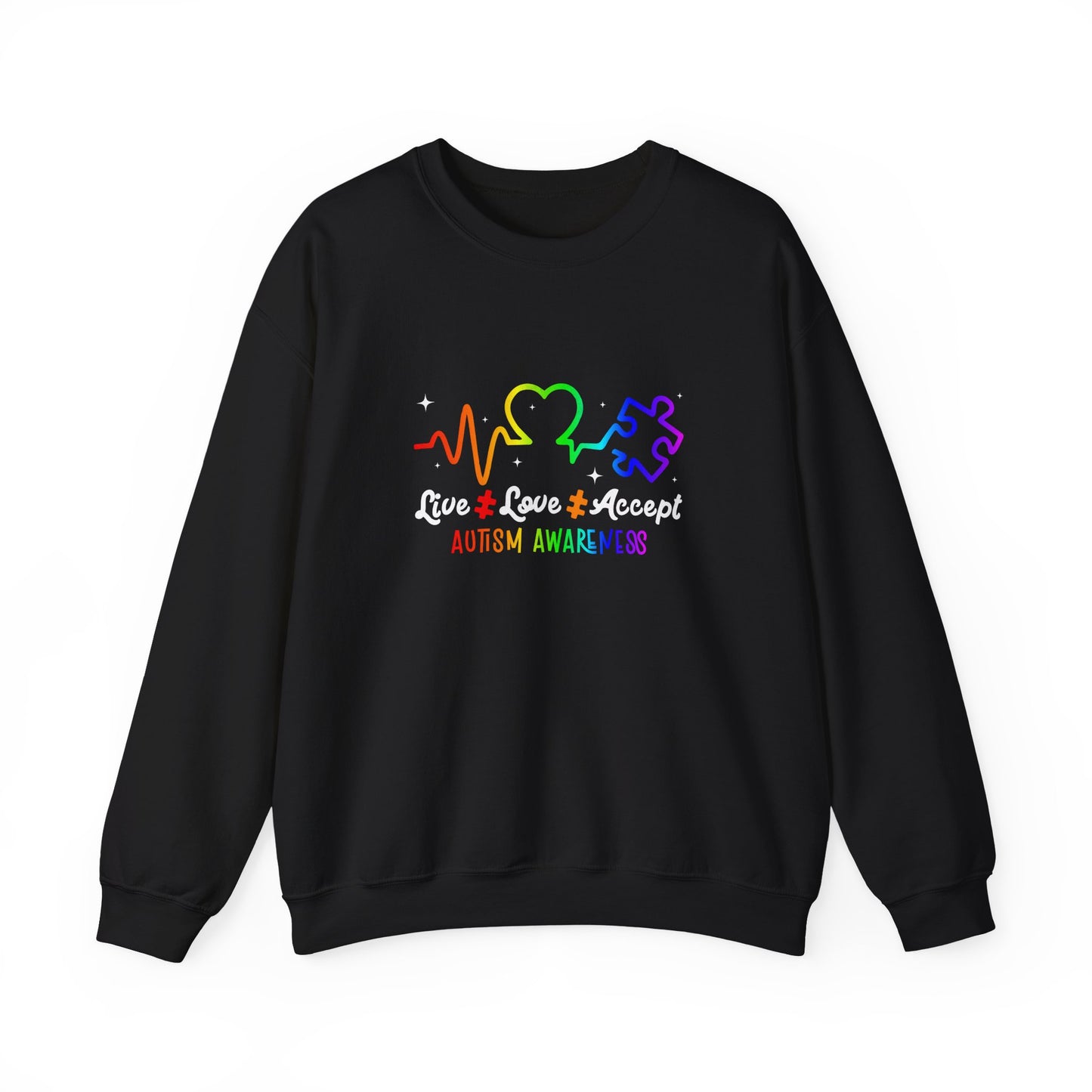 Live Love Accept Autism Awareness Sweatshirt | Neurodiversity Support Crewneck