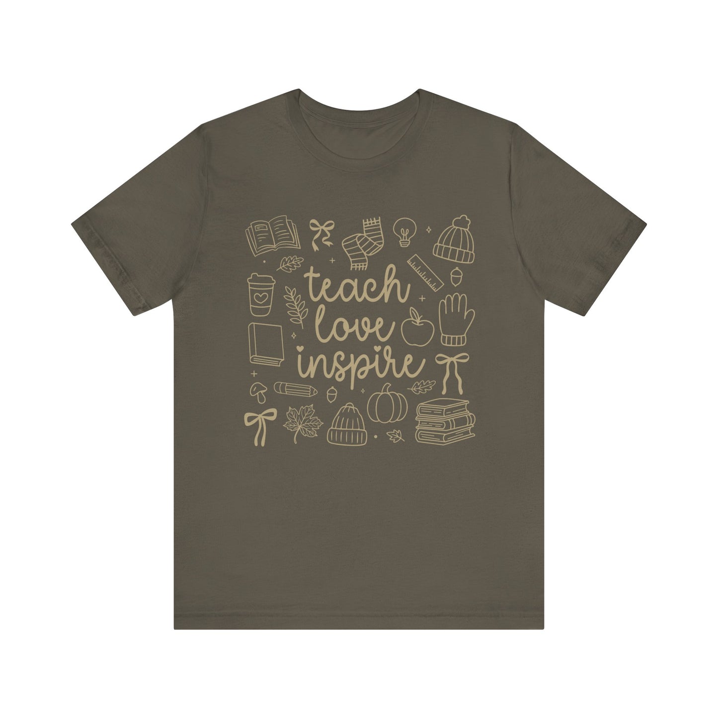Teach Love Inspire Fall Teacher Shirt | Cute Graphic Tee for Women