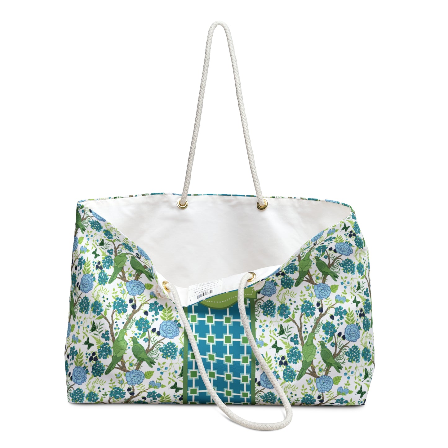 Personalized Classic Floral Rope Handle Tote Bag