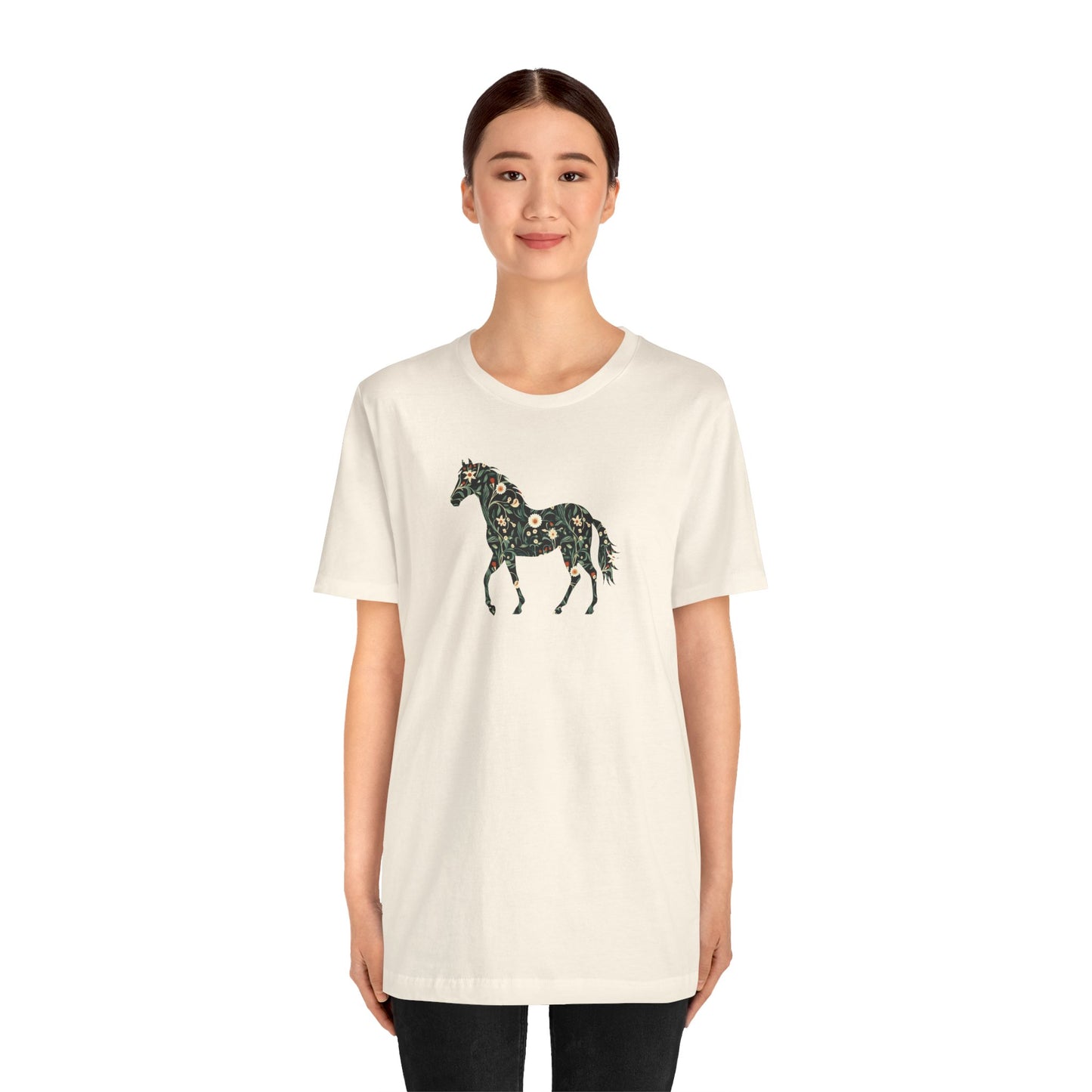 Floral Horse Short Sleeve T-Shirt - Green Vine