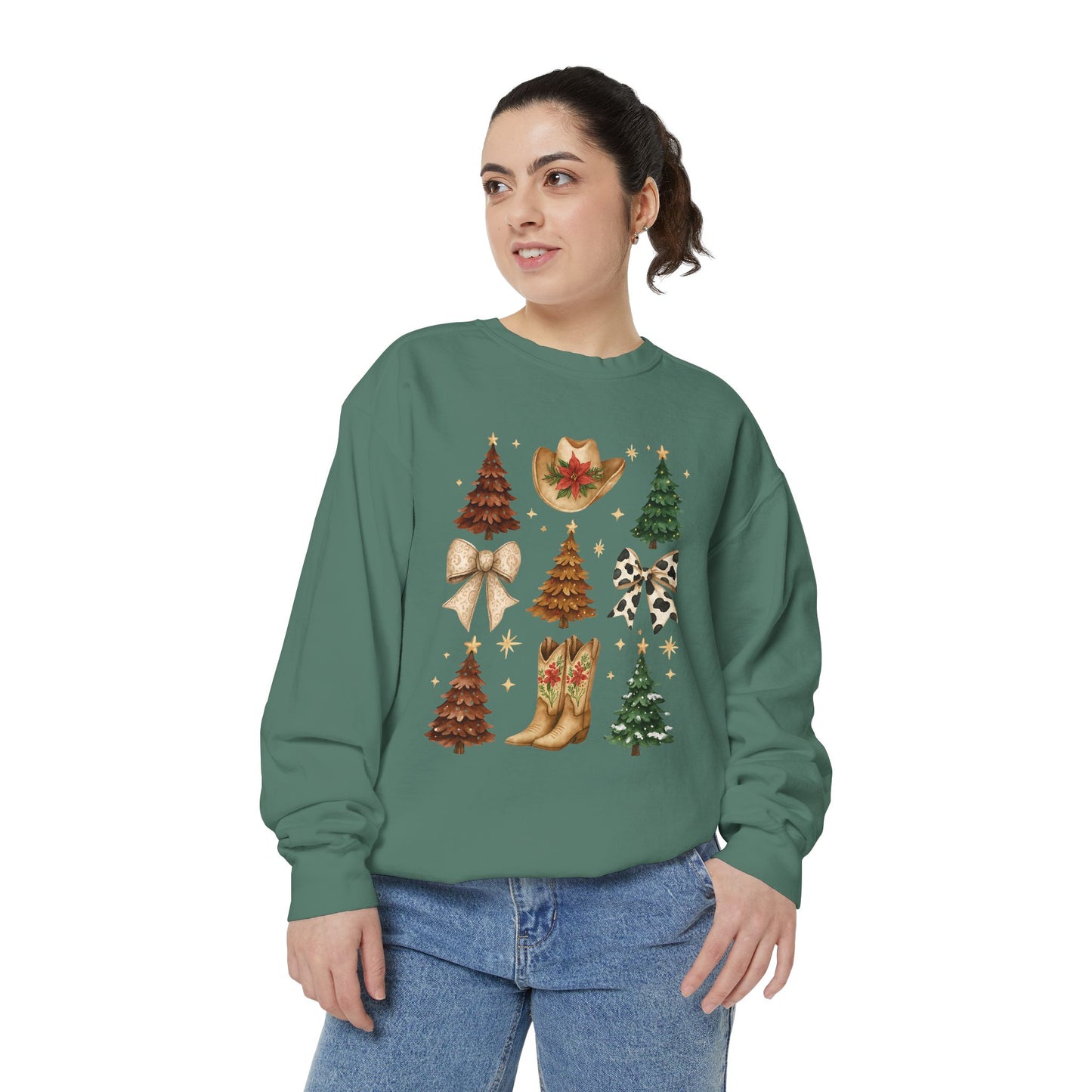 Cowgirl Christmas Comfort Colors Sweatshirt – Western Holiday Pullover