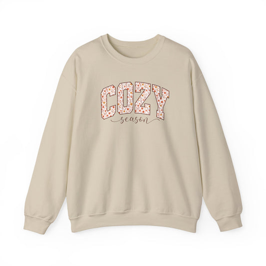 Cozy Season Sweatshirt | Retro Fall Graphic Botanical Pullover | Floral Autumn Leaves Cozy Sweater