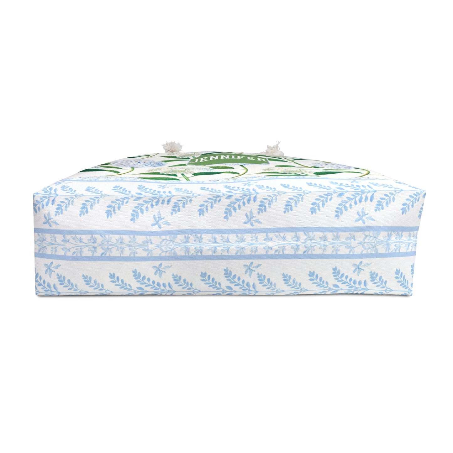Personalized Hydrangea Rope Handle Tote Bag