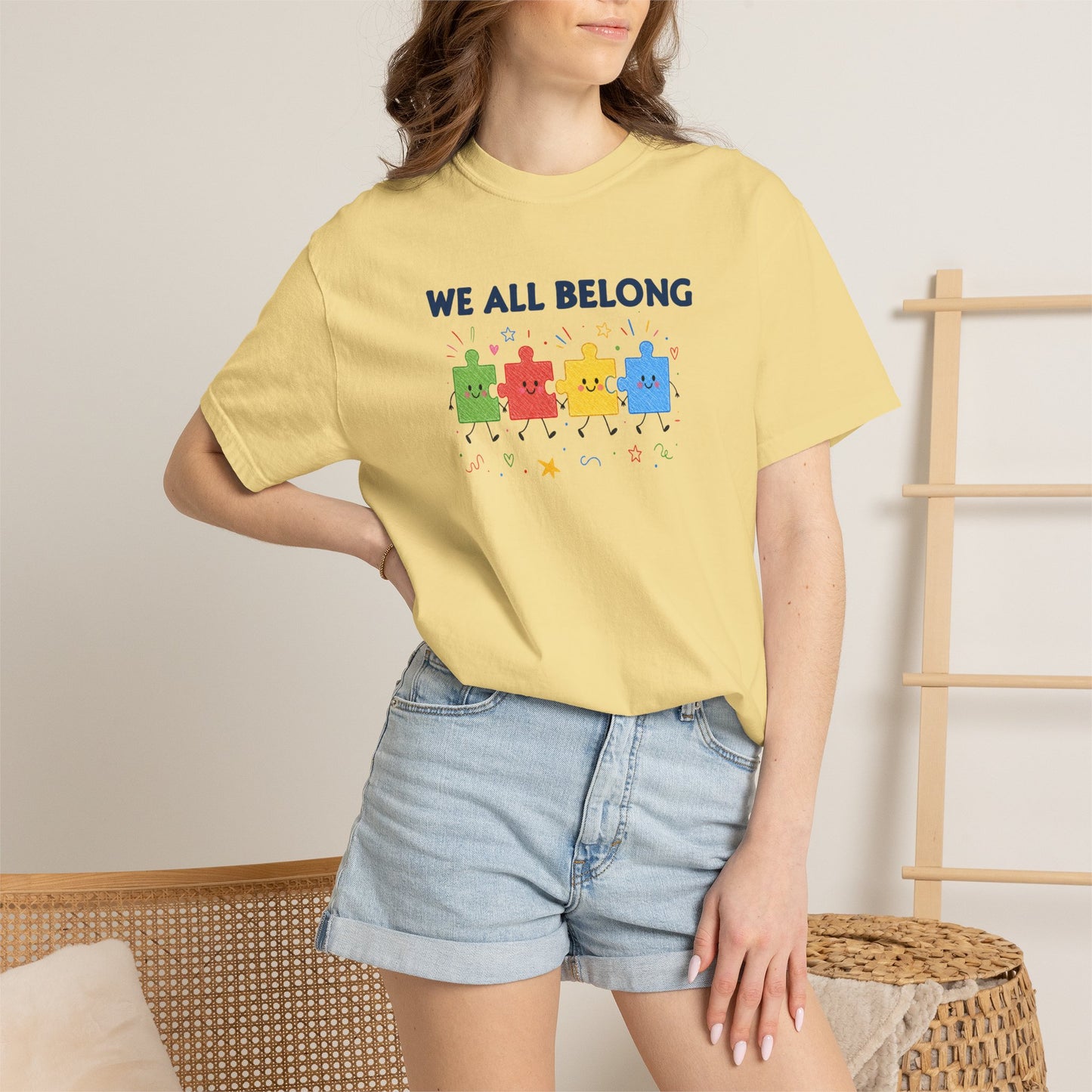 We All Belong Puzzle Piece Teacher Shirt | Neurodiversity & Inclusion T-Shirt
