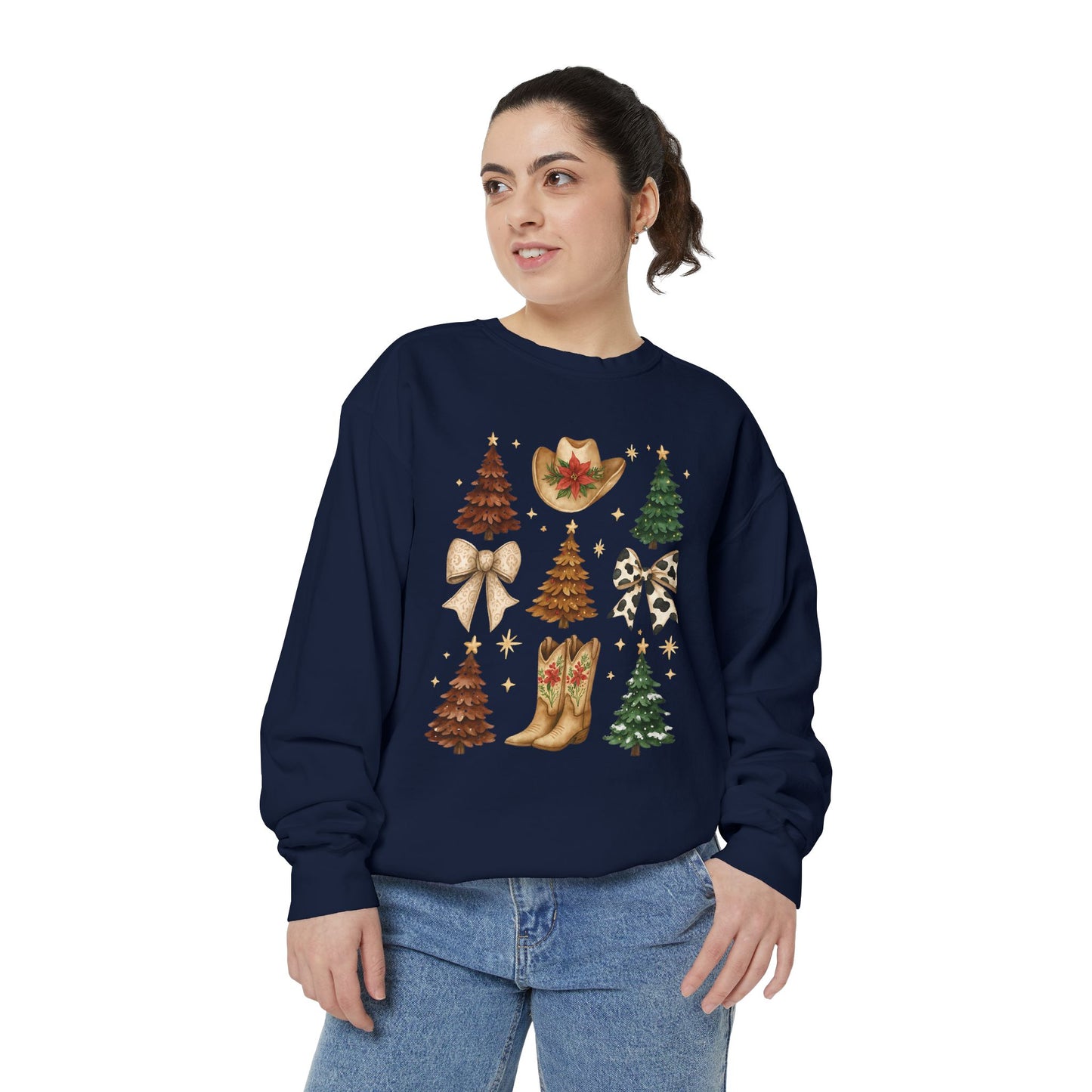 Cowgirl Christmas Comfort Colors Sweatshirt – Western Holiday Pullover