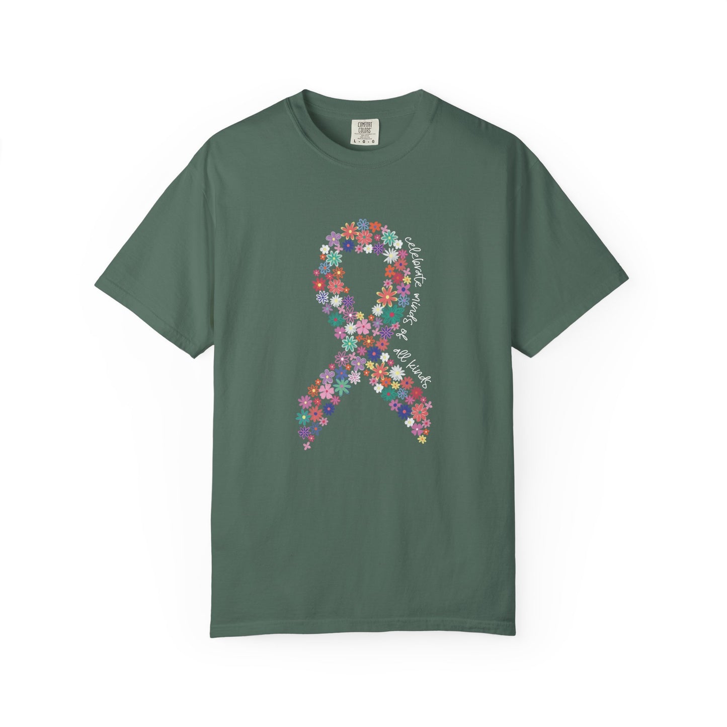 Minds of All Kinds T Shirt | Autism Awareness Floral Ribbon Tee | Comfort Colors Neurodiversity Inclusion