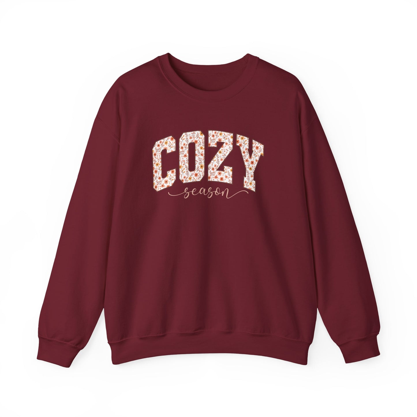 Cozy Season Sweatshirt | Retro Fall Graphic Botanical Pullover | Floral Autumn Leaves Cozy Sweater