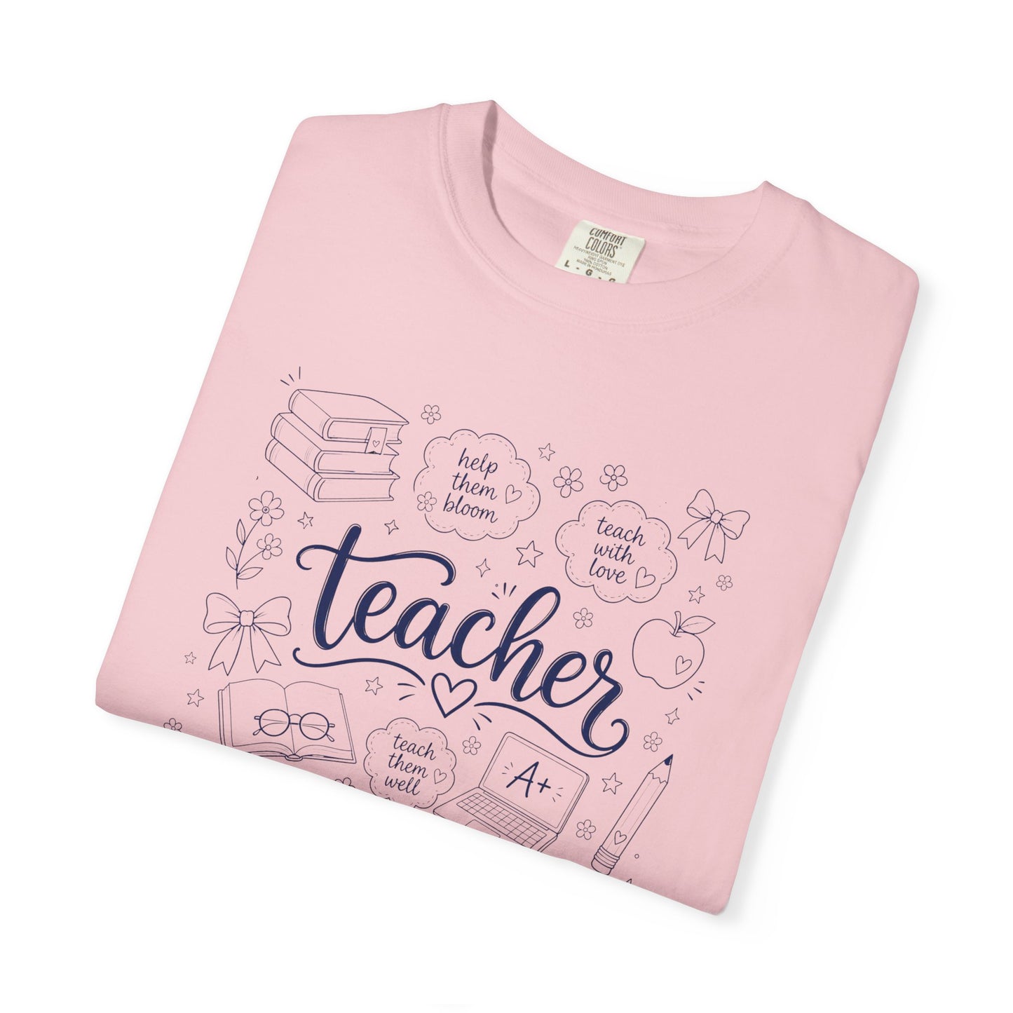 Teacher Comfort Colors® T-Shirt | Hand Drawn Teacher Graphic Tee
