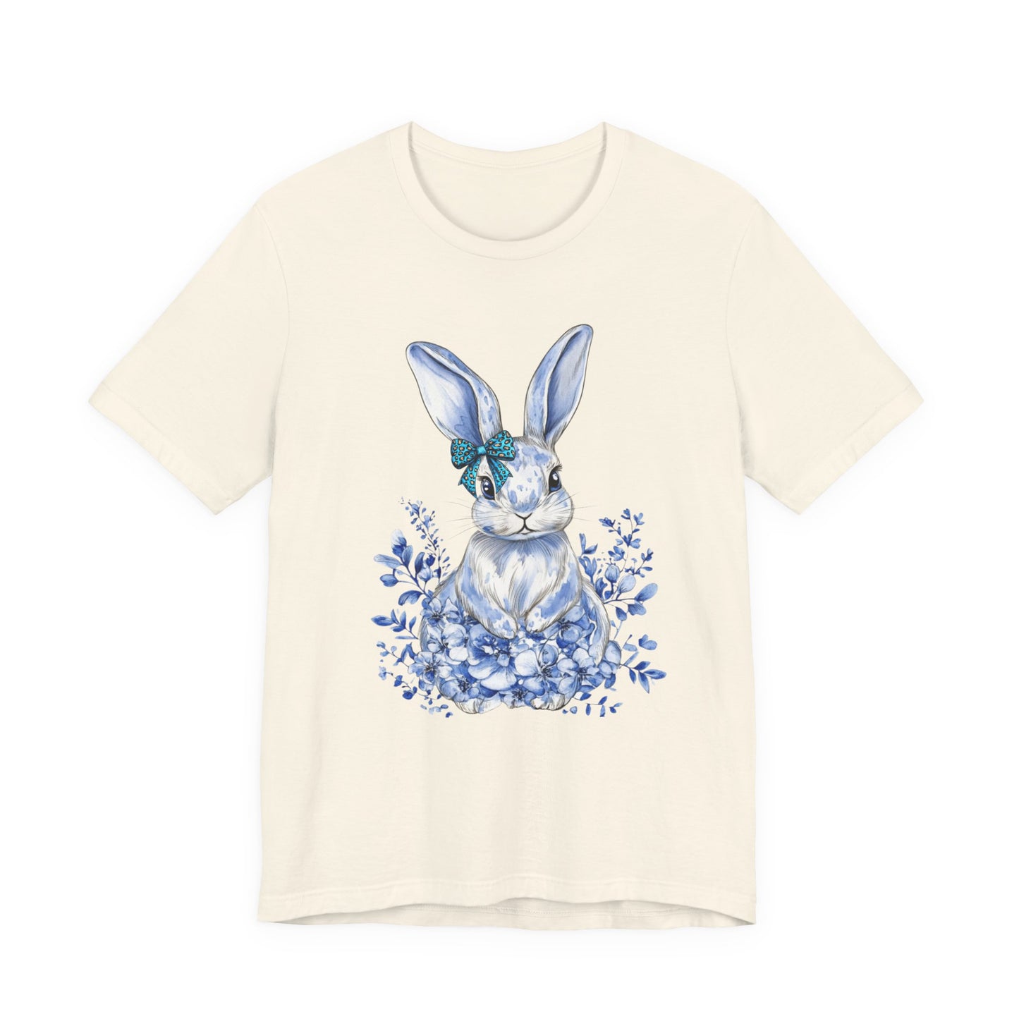 Blue Floral Bunny Shirt | Watercolor Easter Rabbit Tee