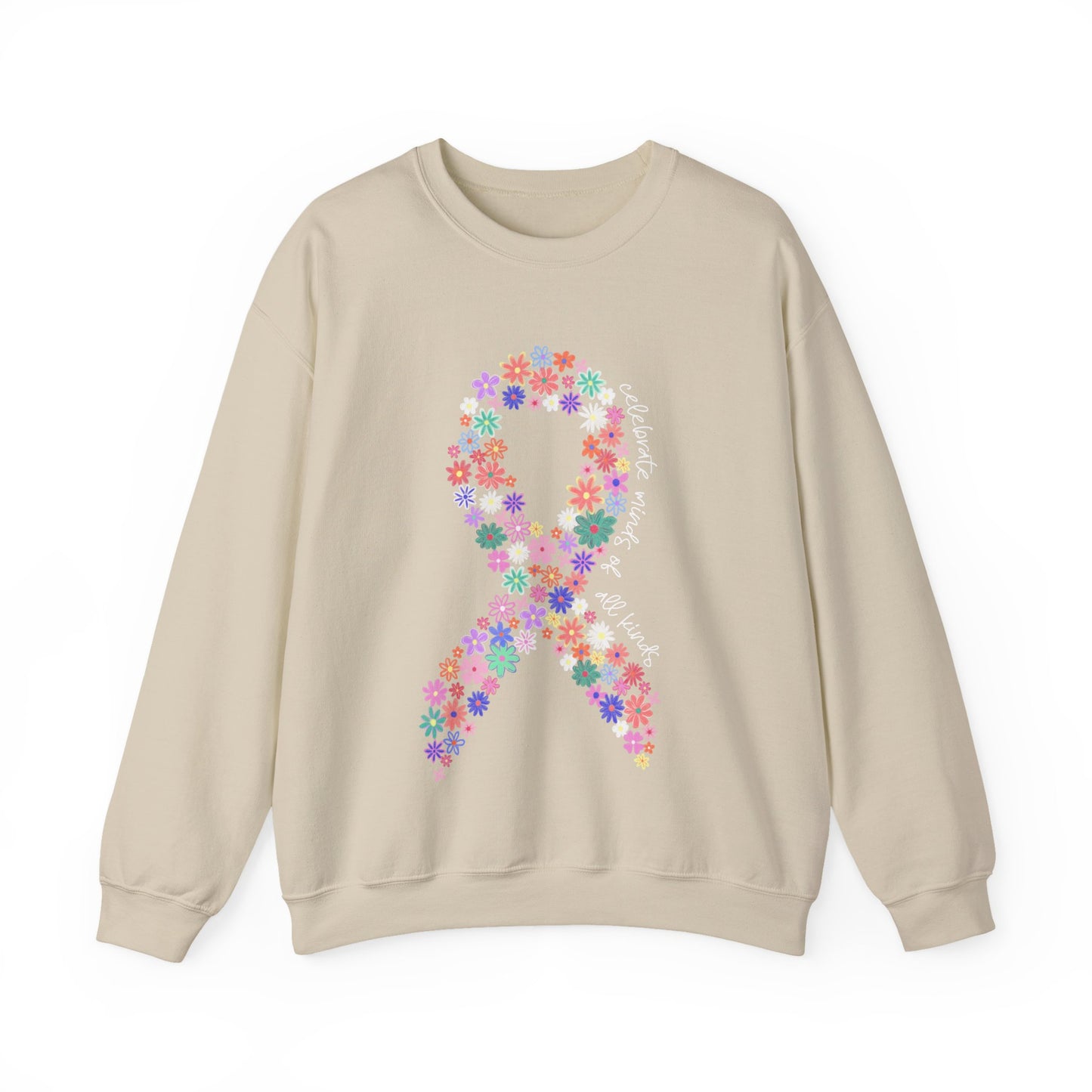 Minds of All Kinds Sweatshirt | Neurodiversity Awareness Floral Ribbon Crewneck