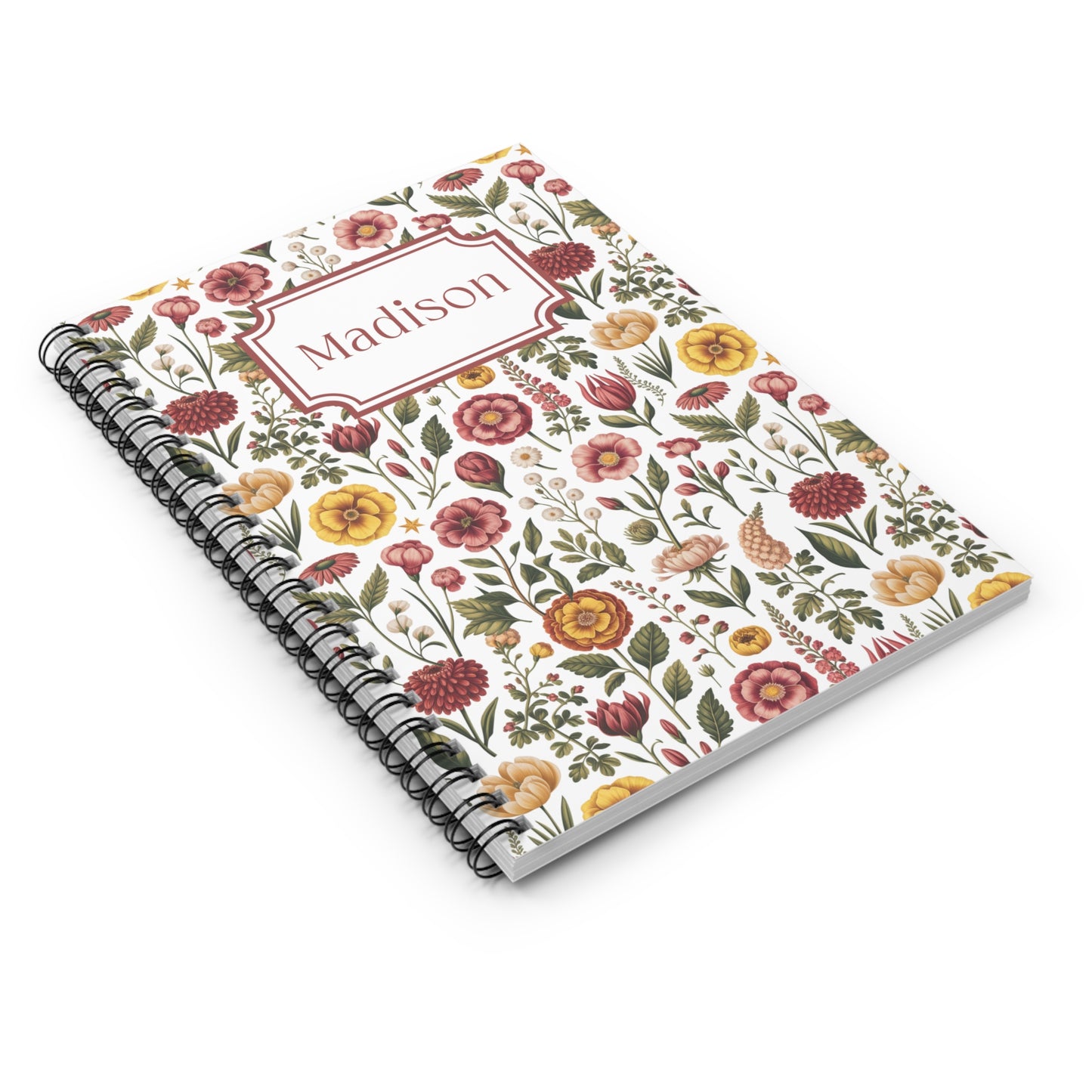 Personalized Vintage Botanical Journal | Custom Name Spiral Notebook