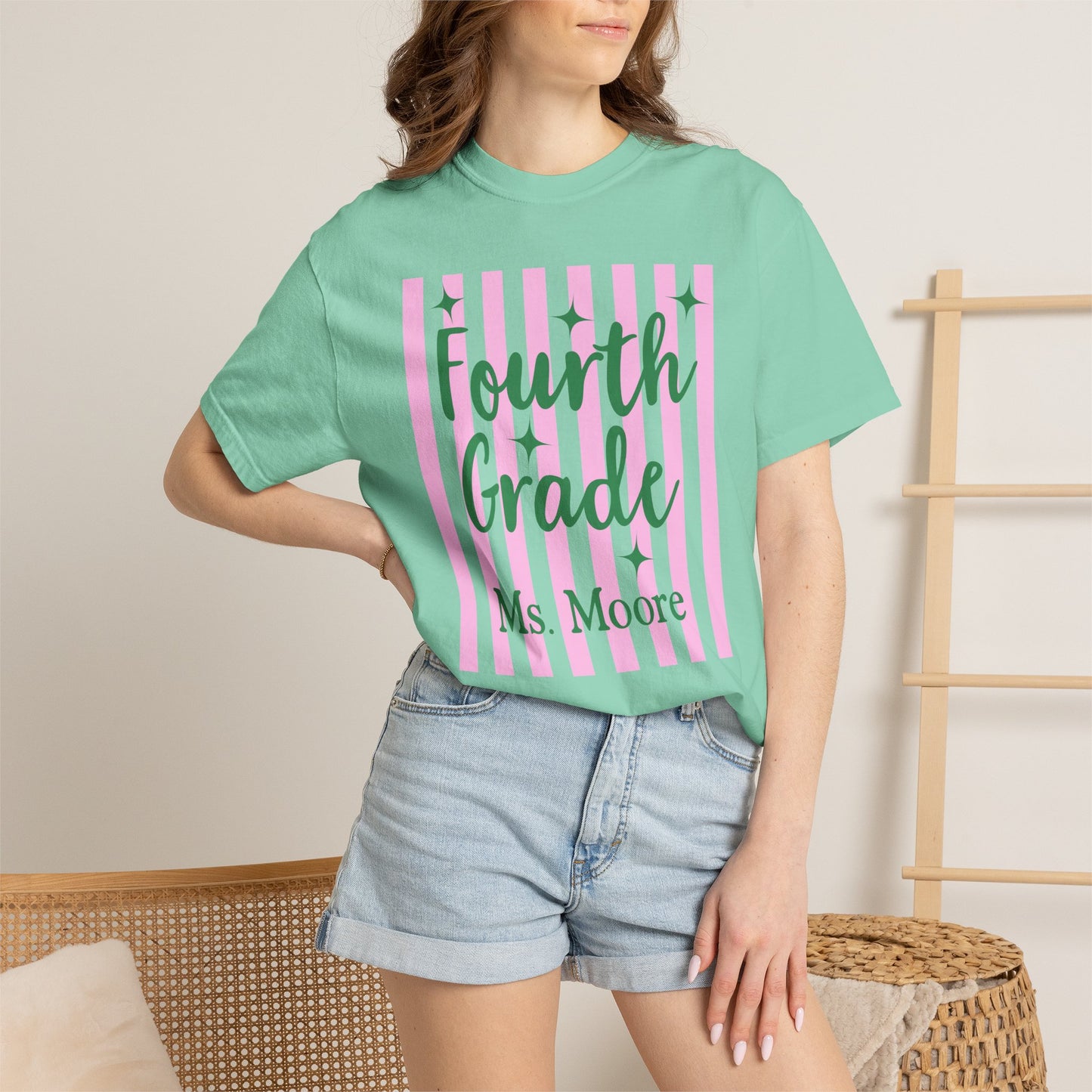 Personalized Fourth Grade Teacher Shirt | Custom Matching Fourth Grade Teacher Comfort Colors T-Shirt