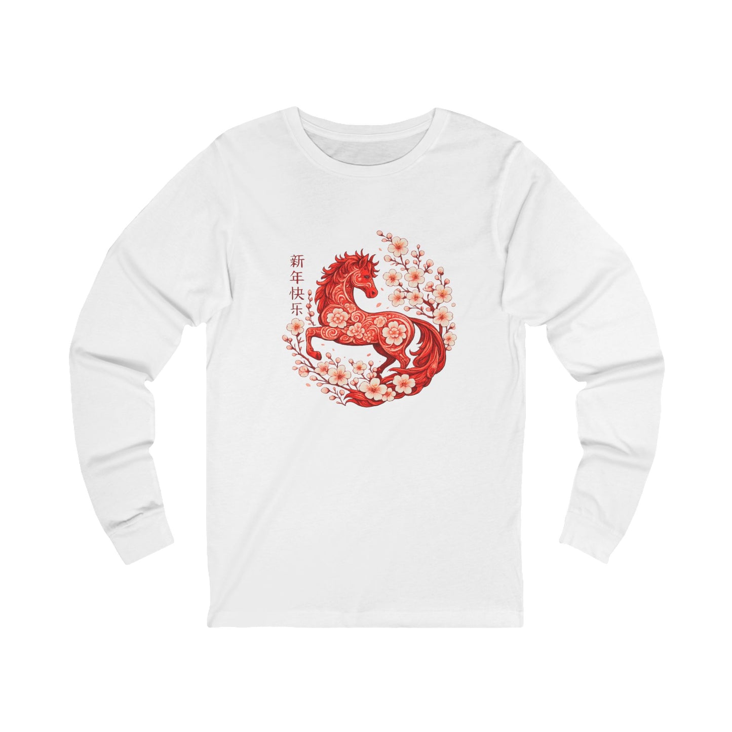 Year of the Horse Cherry Blossom Long Sleeve T Shirt