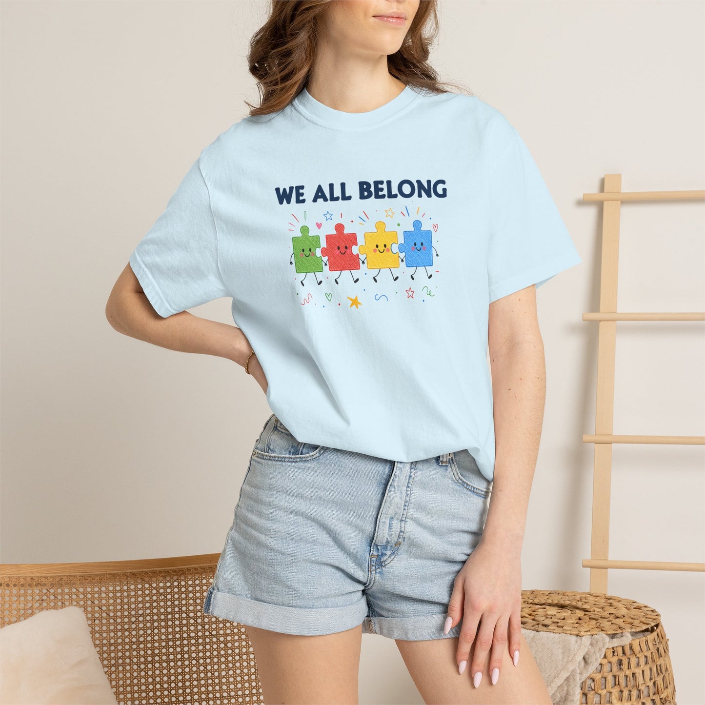 We All Belong Puzzle Piece Teacher Shirt | Neurodiversity & Inclusion T-Shirt