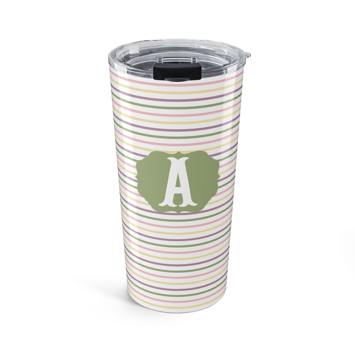 Personalized Pastel Stripe Tumbler | Custom 20oz Stainless Steel Travel Cup