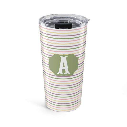Personalized Pastel Stripe Tumbler | Custom 20oz Stainless Steel Travel Cup
