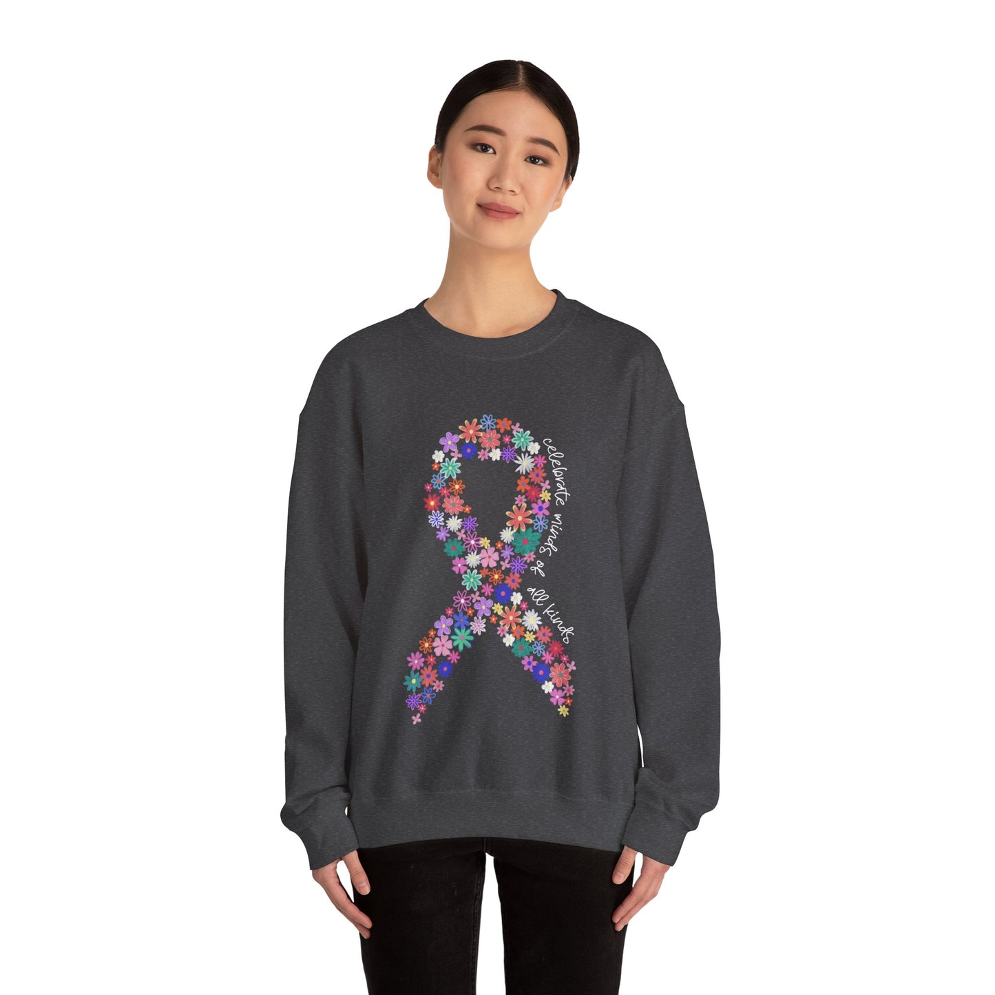 Minds of All Kinds Sweatshirt | Neurodiversity Awareness Floral Ribbon Crewneck