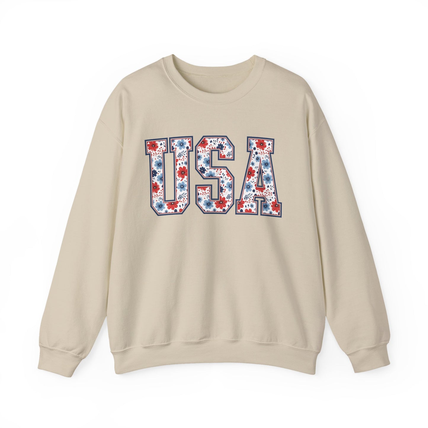Floral USA  Vintage Americana Crewneck