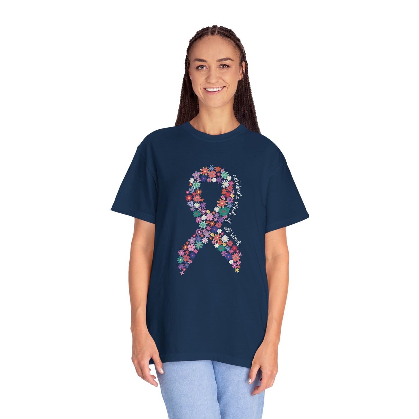 Minds of All Kinds T Shirt | Autism Awareness Floral Ribbon Tee | Comfort Colors Neurodiversity Inclusion