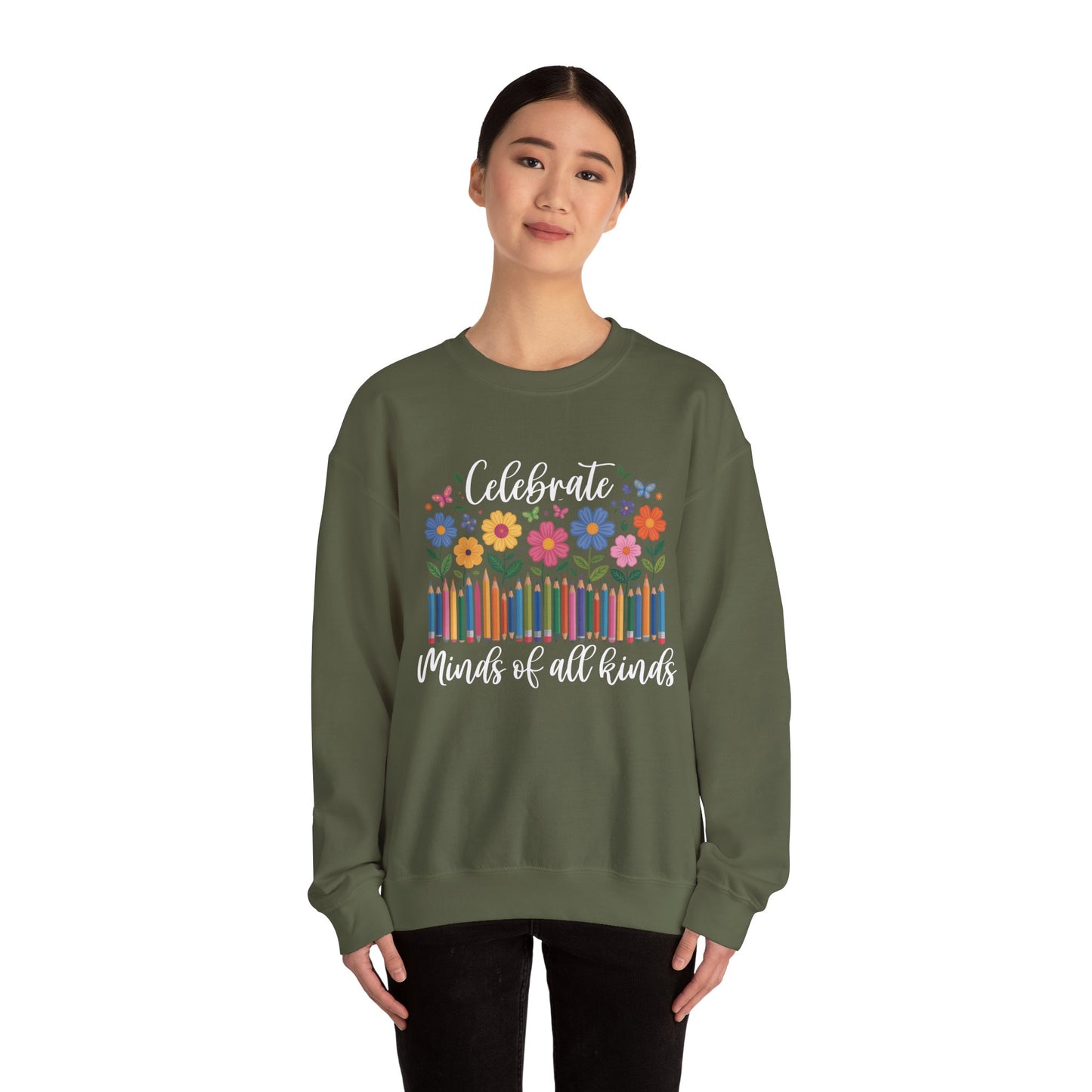 Blooming Minds of All Kinds Sweatshirt | Autism Awareness & Neurodiversity Inclusion Crewneck | Teacher Support Apparel