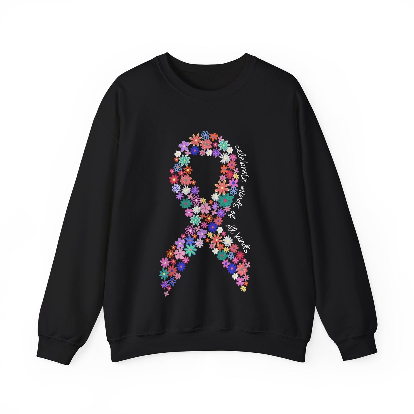 Minds of All Kinds Sweatshirt | Neurodiversity Awareness Floral Ribbon Crewneck