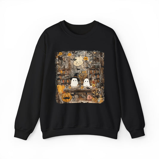 Ghost Library Comfort Colors Sweatshirt | Cozy Halloween Book Lover Crewneck
