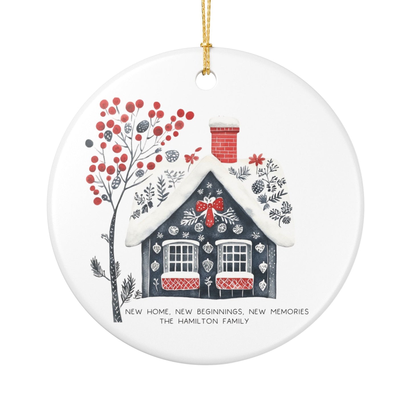 Personalized Holiday Cottage Ornament | Custom Family Name Keepsake