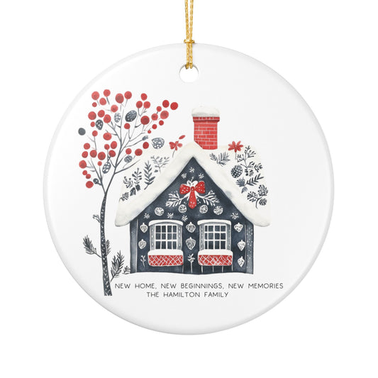 Personalized Holiday Cottage Ornament | Custom Family Name Keepsake