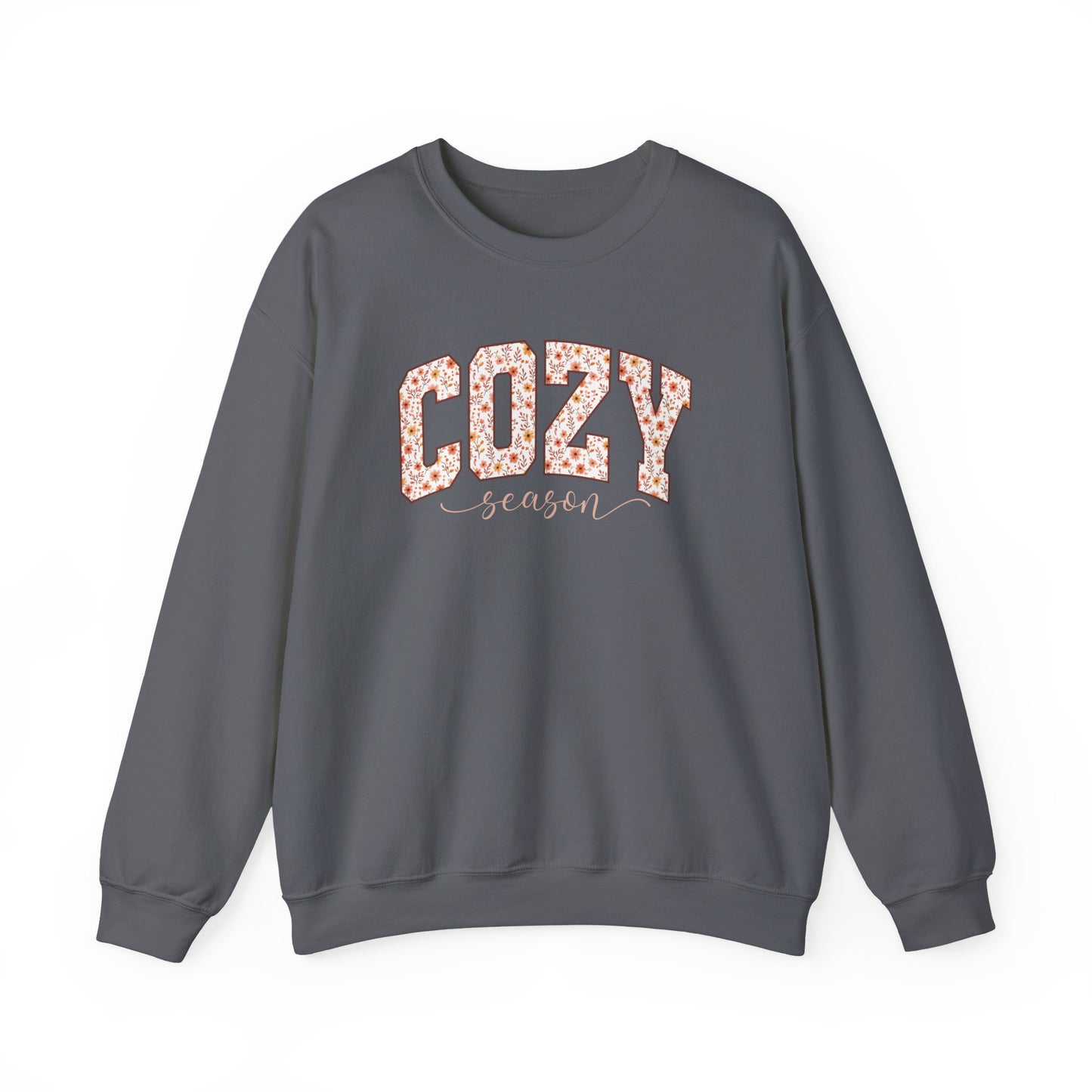 Cozy Season Sweatshirt | Retro Fall Graphic Botanical Pullover | Floral Autumn Leaves Cozy Sweater