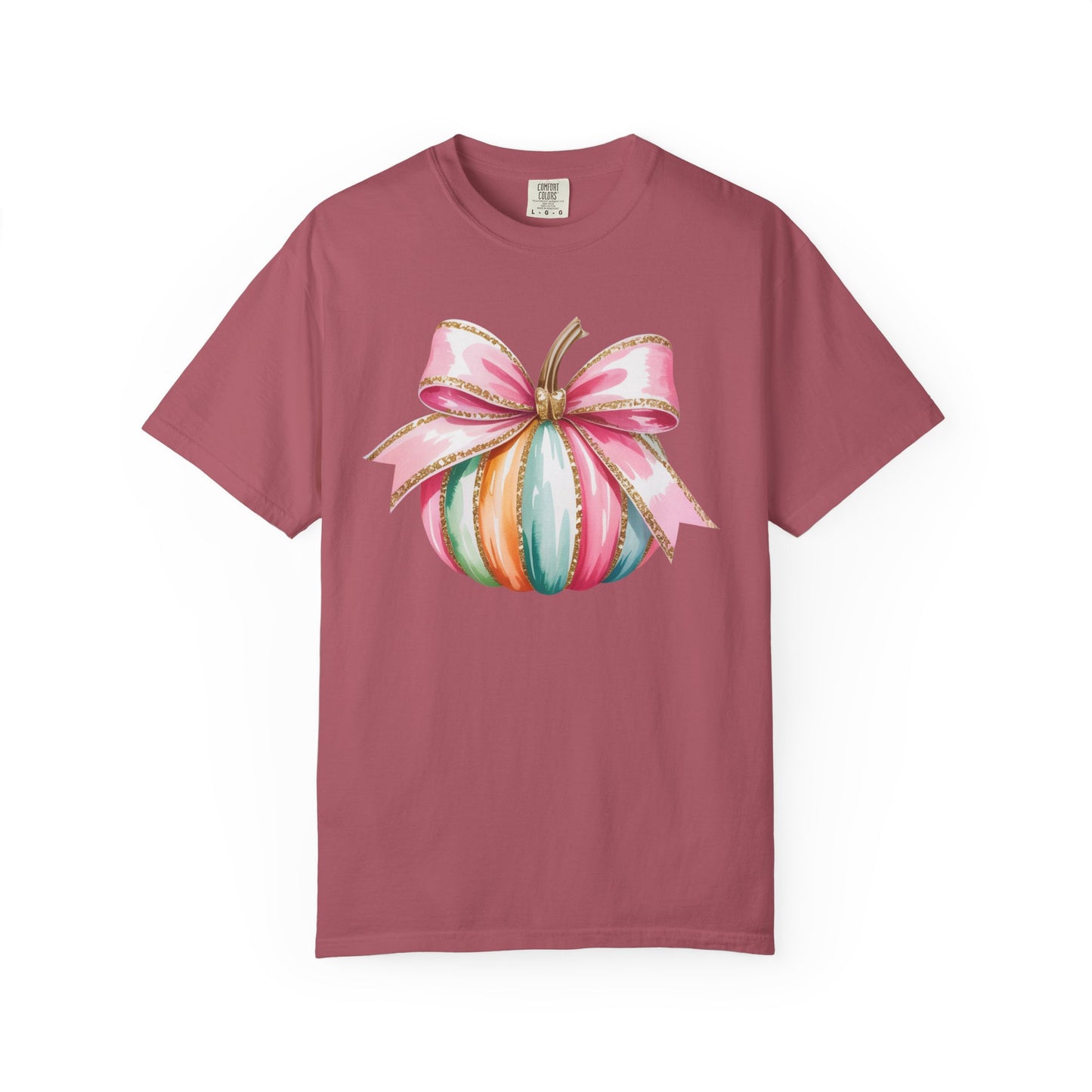 Pastel Pumpkin Bow T-Shirt – Cute Fall Graphic Tee, Teacher Gift, Fall Outfit, Festive Halloween Top
