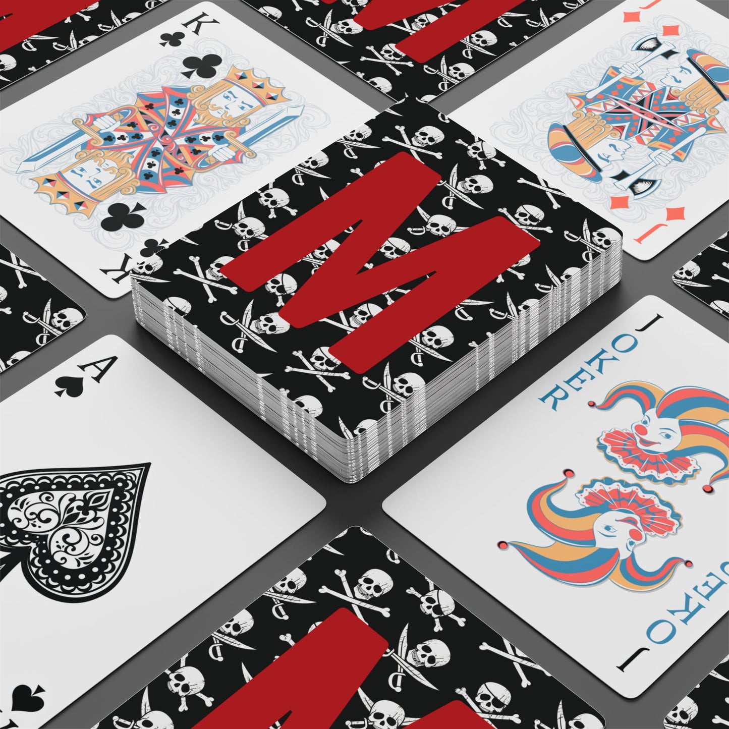 Personalized Pirate Skull Monogram Playing Cards