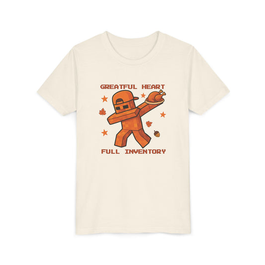 Grateful Heart Full Inventory Youth T-Shirt | Thanksgiving Gamer Tee