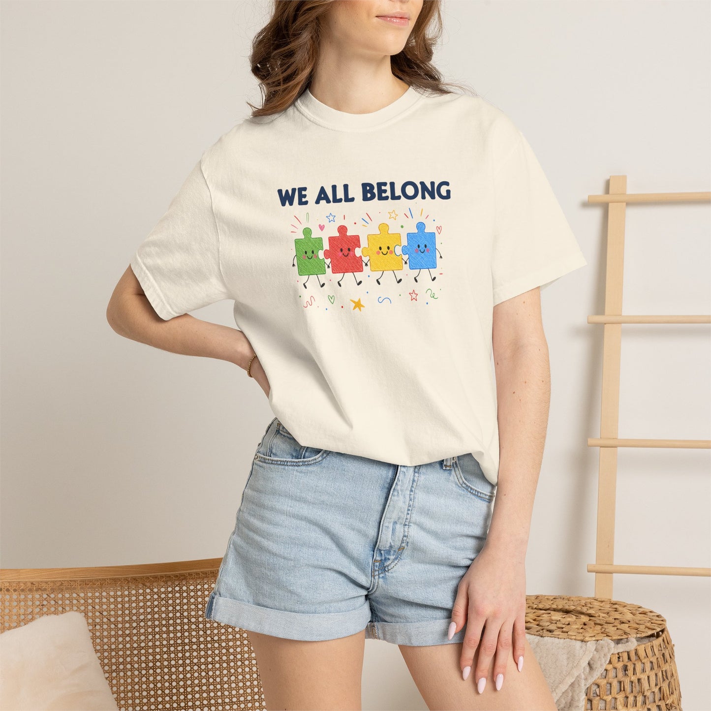 We All Belong Puzzle Piece Teacher Shirt | Neurodiversity & Inclusion T-Shirt