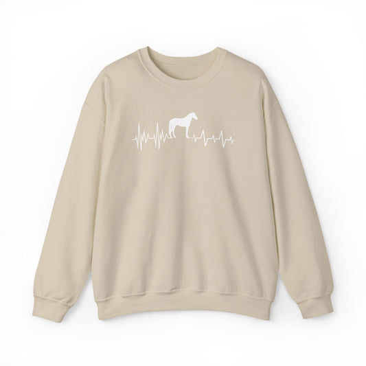 Regulated by Horses Heartbeat Crewneck Sweatshirt – Equine Therapy Inspired Horse Lover Gift