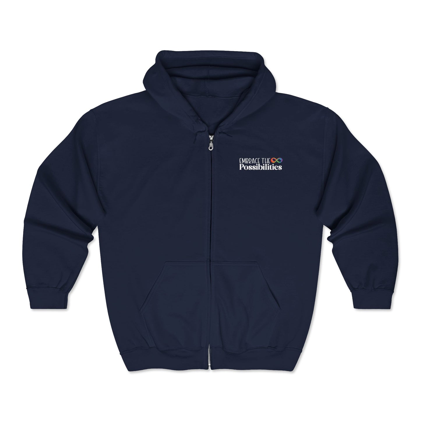 Embrace the Possibilities - Neurodiversity Infinity Zip Hoodie | Unisex Hoodie