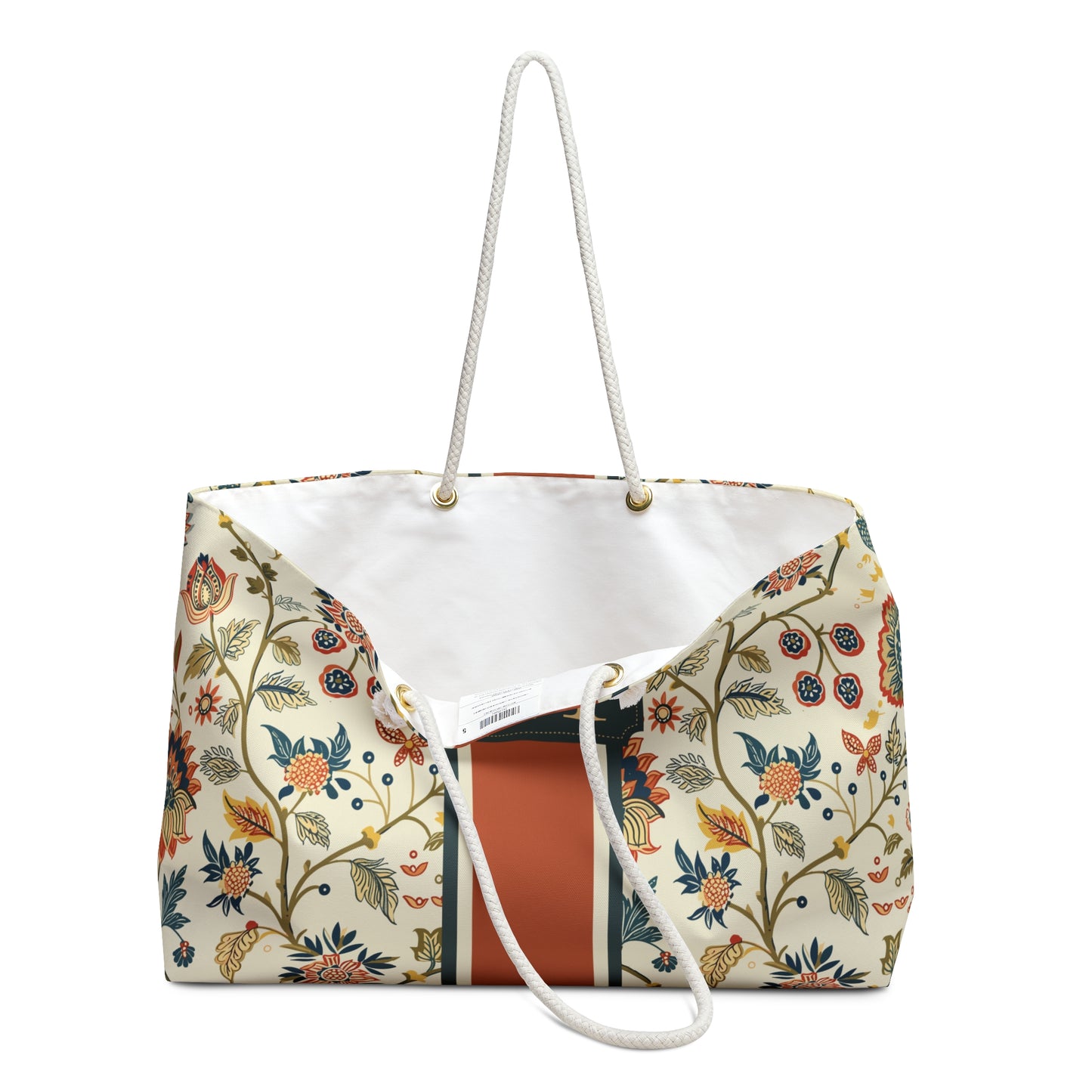 Personalized Heritage Floral Rope Handle Weekender Tote Bag