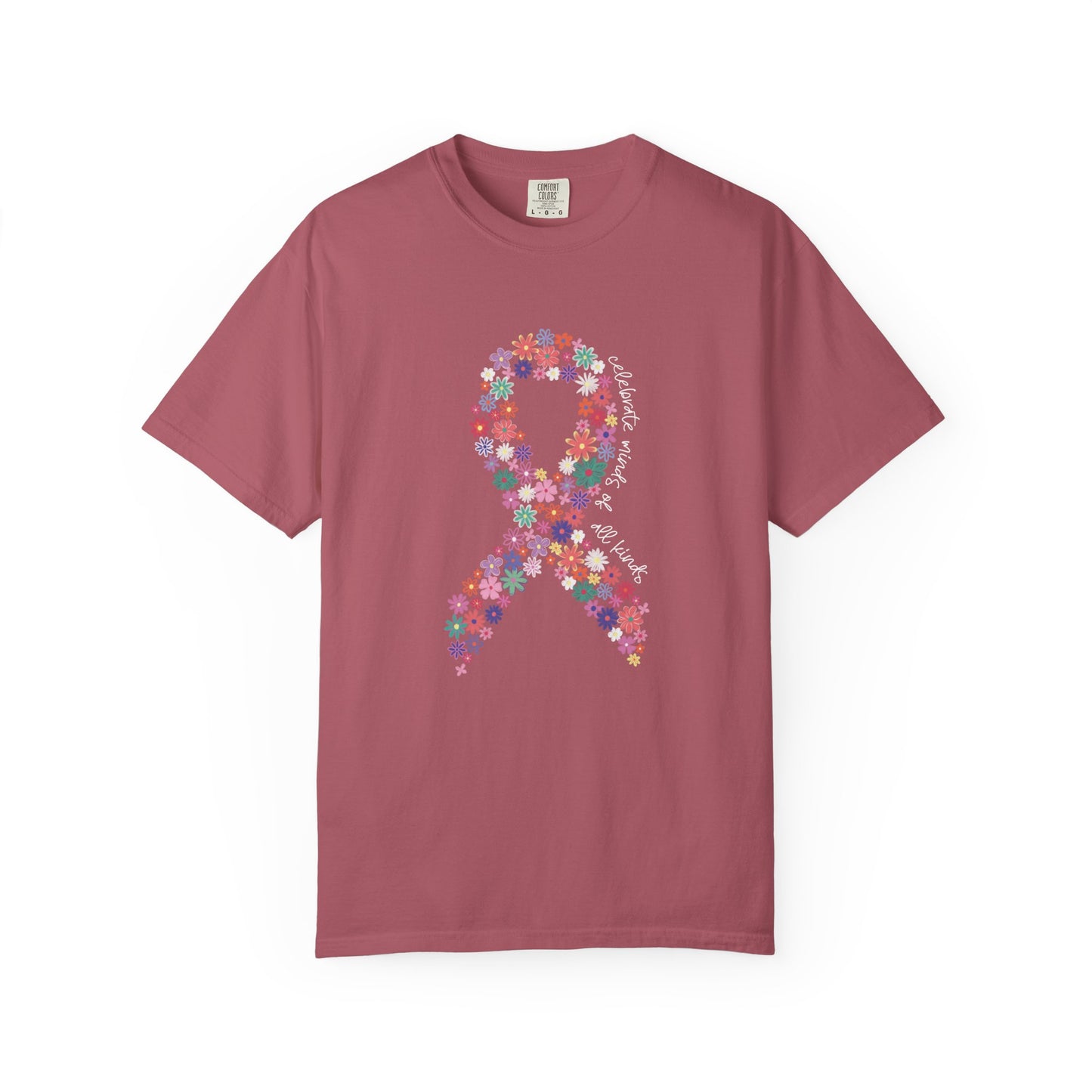 Minds of All Kinds T Shirt | Autism Awareness Floral Ribbon Tee | Comfort Colors Neurodiversity Inclusion