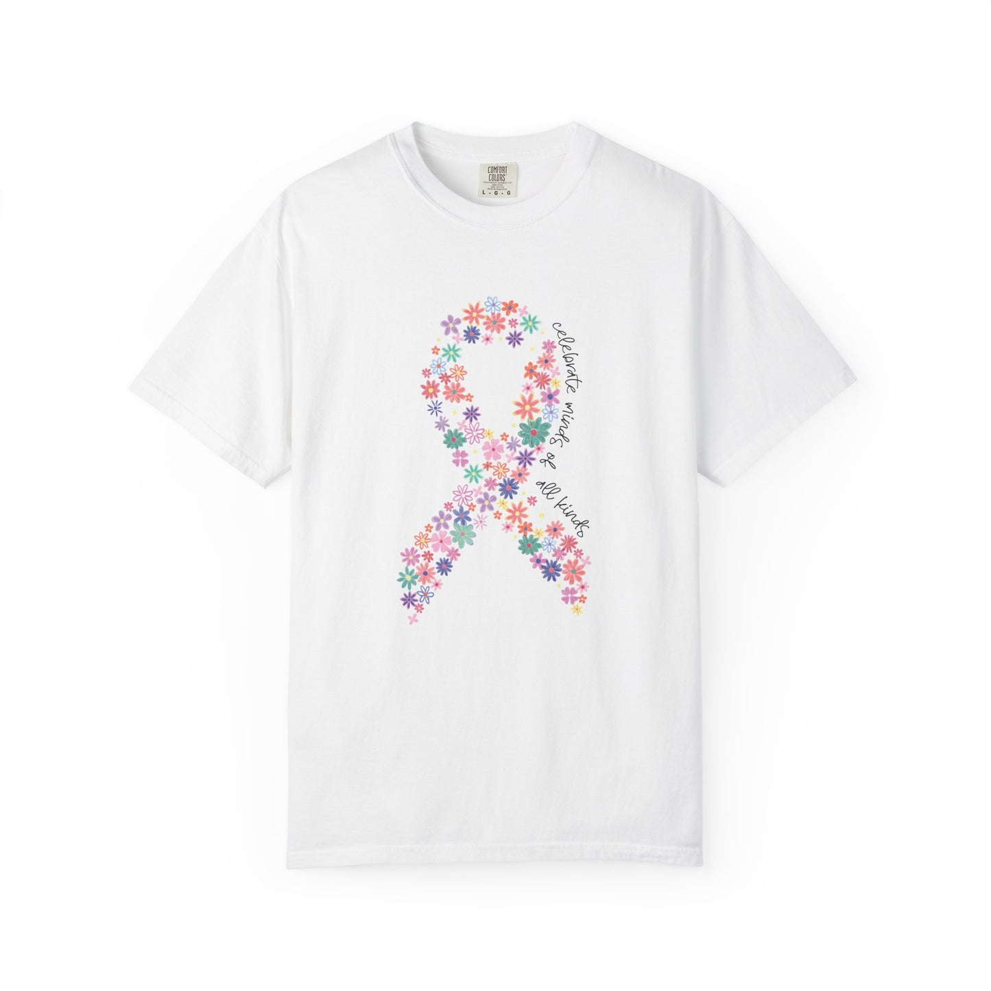 Minds of All Kinds T Shirt | Autism Awareness Floral Ribbon Tee | Comfort Colors Neurodiversity Inclusion