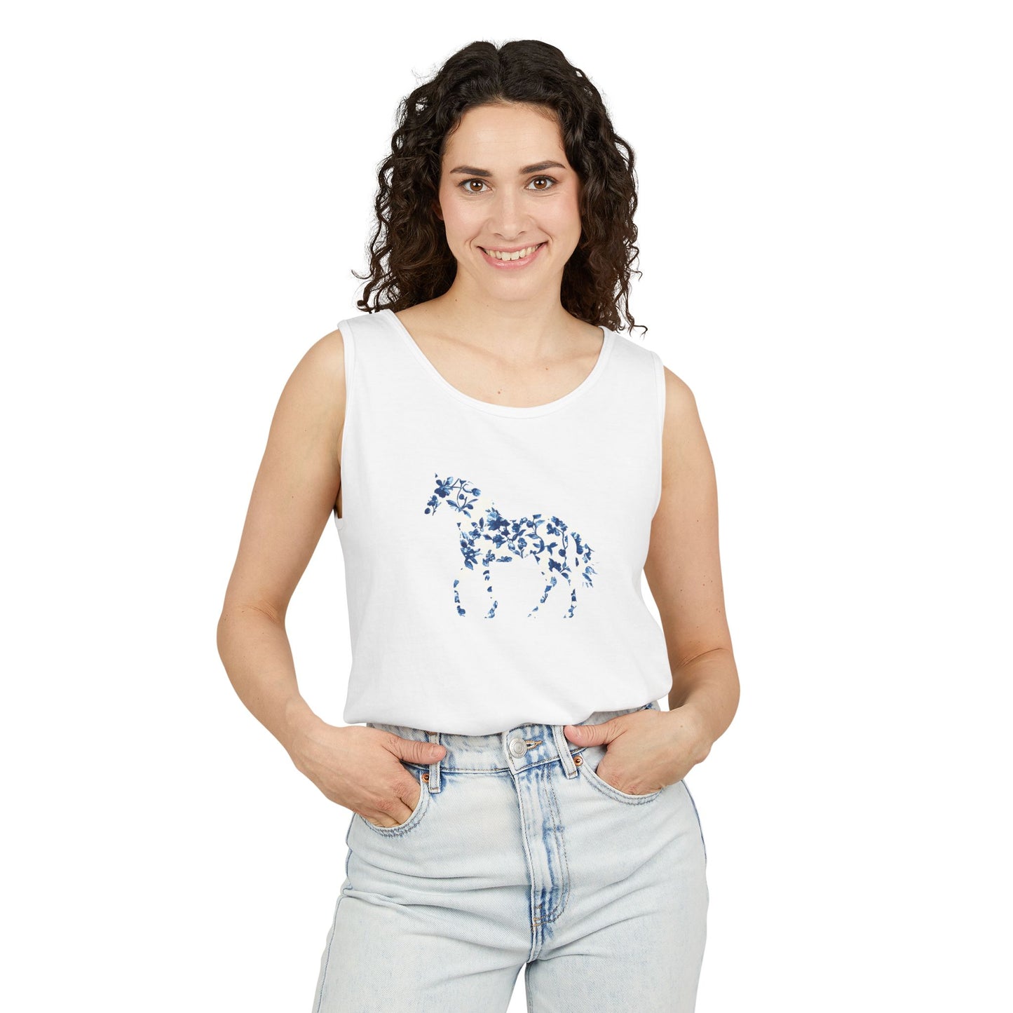 Floral Horse Tank - Blue Vines
