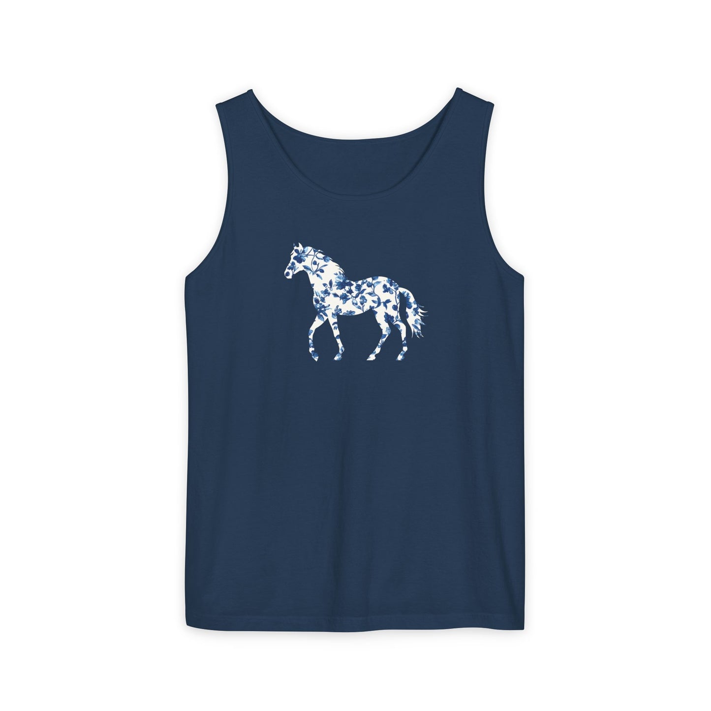 Floral Horse Tank - Blue Vines