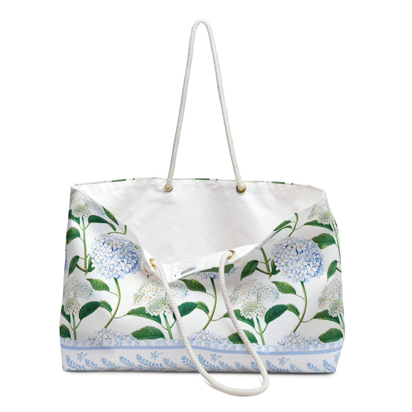 Personalized Hydrangea Rope Handle Tote Bag
