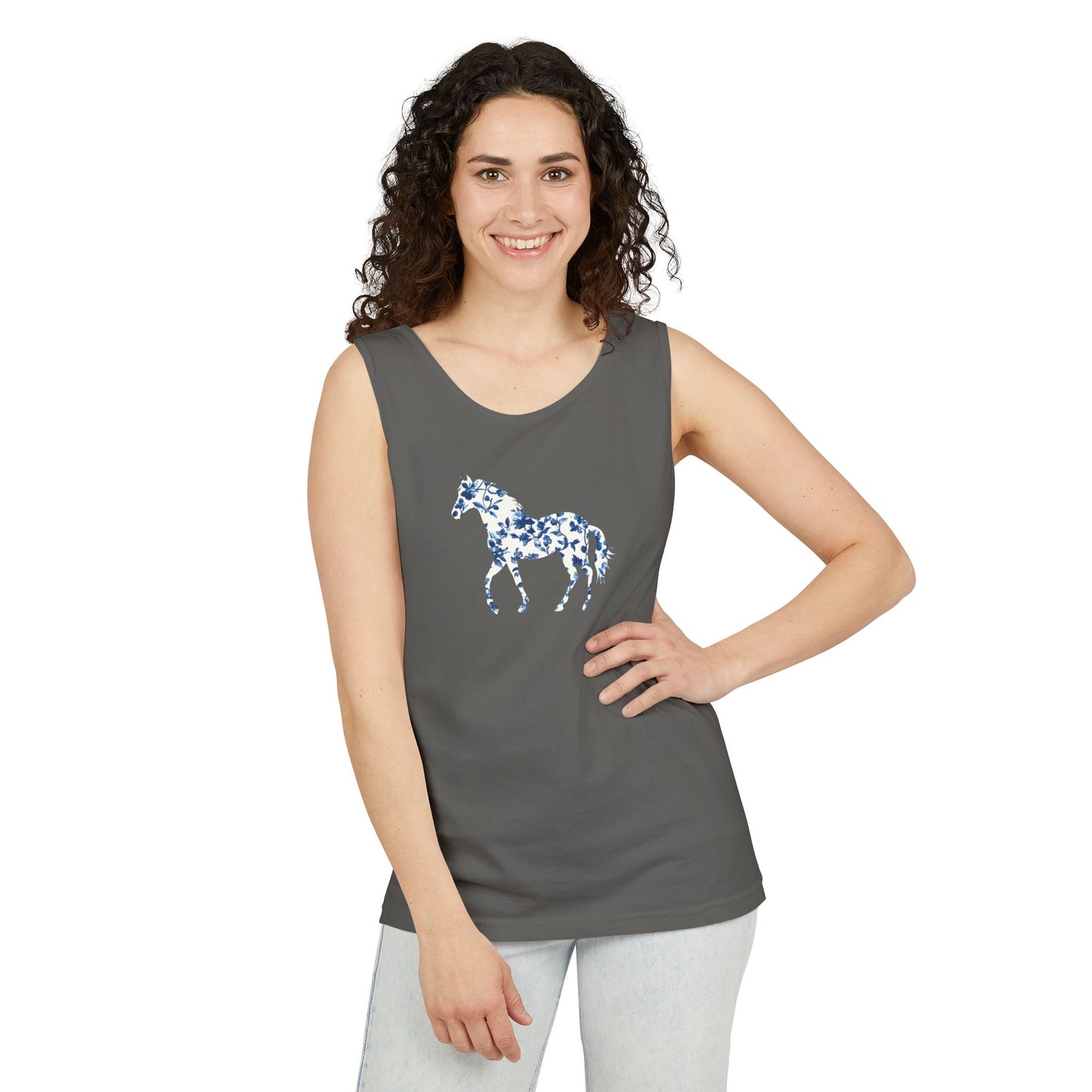 Floral Horse Tank - Blue Vines
