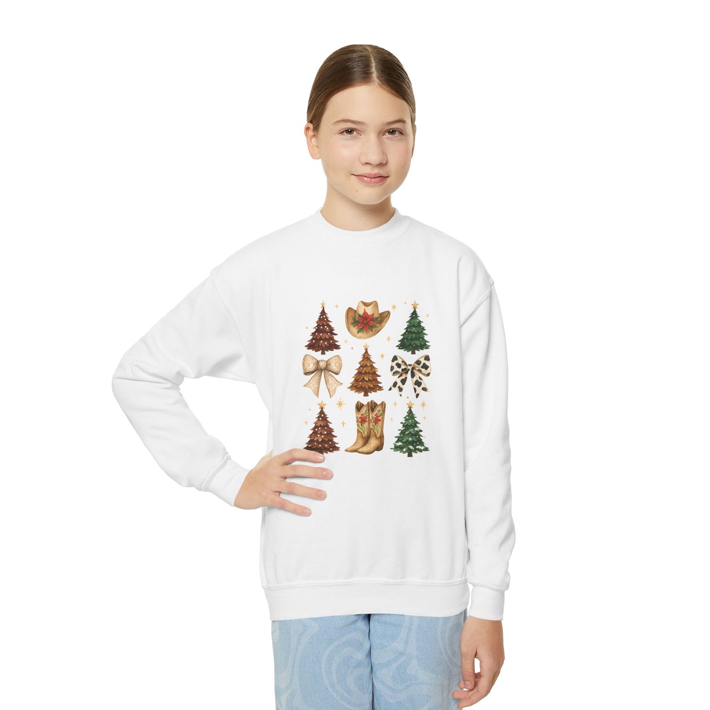 Cowgirl Christmas Youth Sweatshirt – Western Holiday Pullover for Kids
