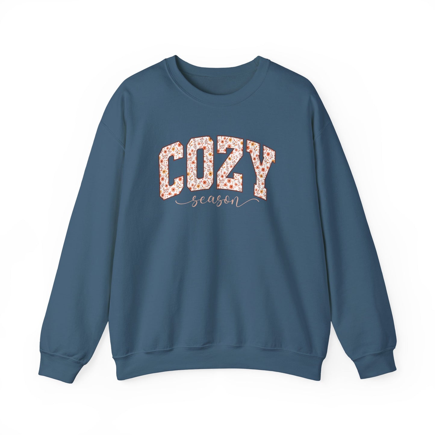 Cozy Season Sweatshirt | Retro Fall Graphic Botanical Pullover | Floral Autumn Leaves Cozy Sweater
