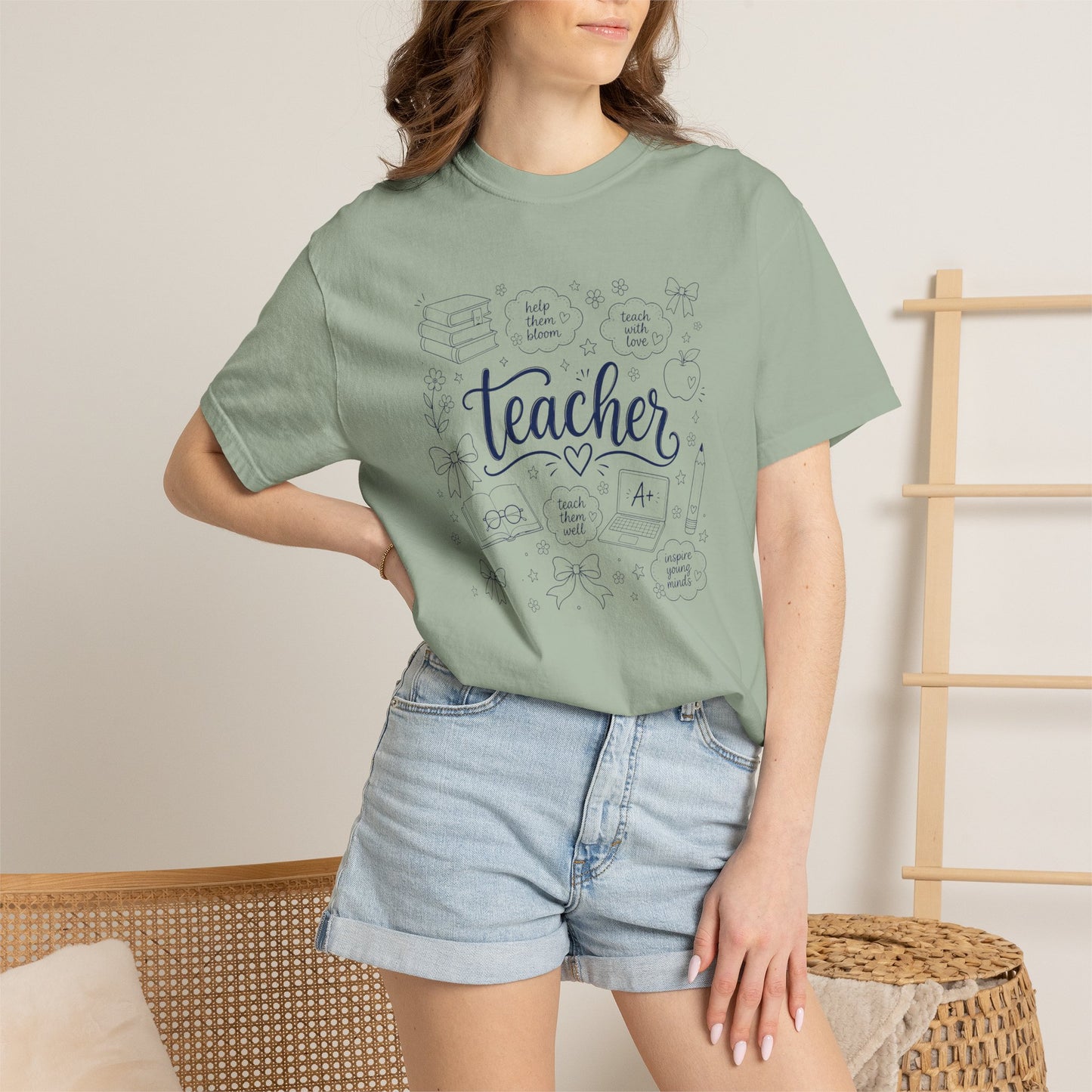 Teacher Comfort Colors® T-Shirt | Hand Drawn Teacher Graphic Tee