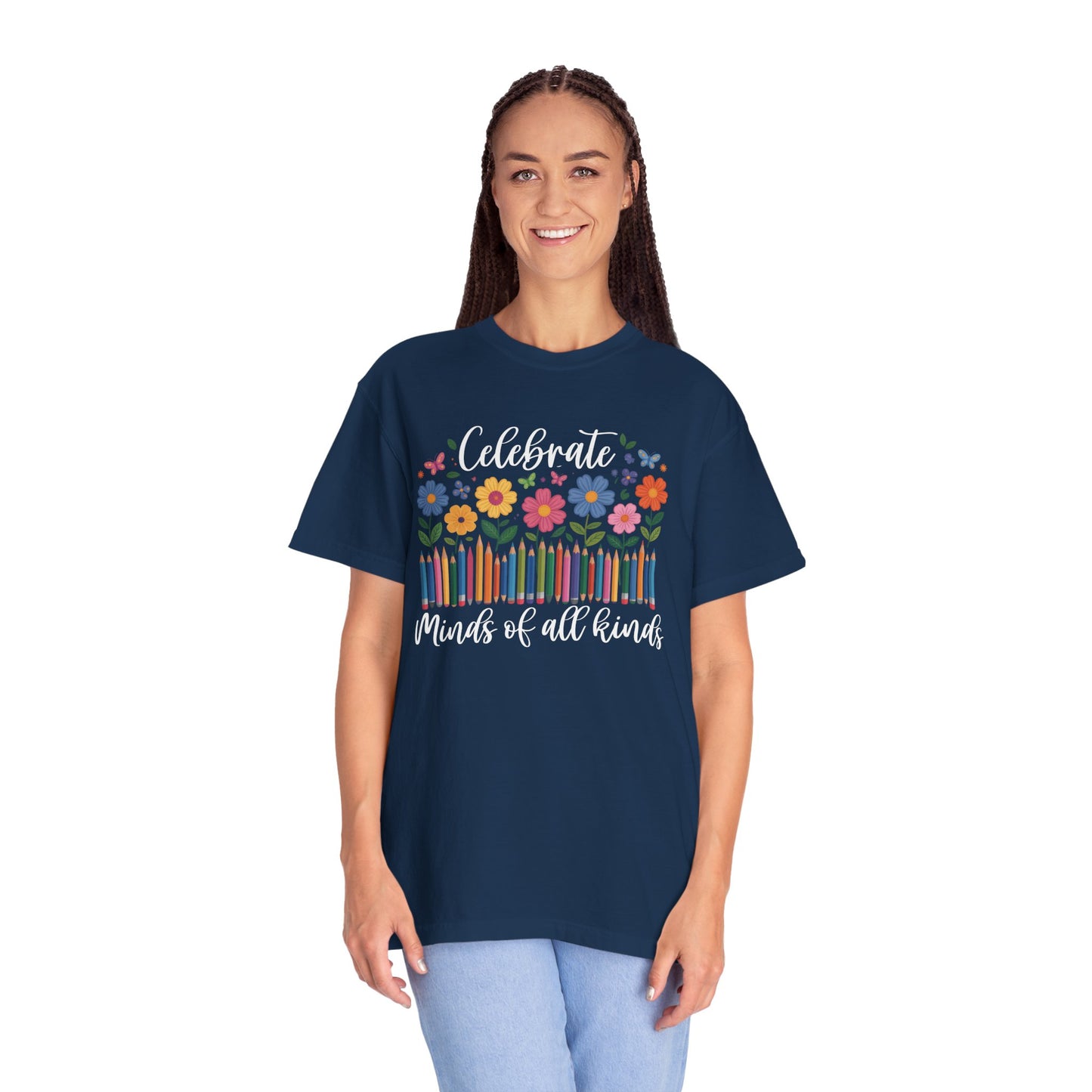 Blooming Minds of All Kinds T Shirt | Comfort Colors Inclusive Classroom Tee | Autism Awareness & Neurodiversity Shirt
