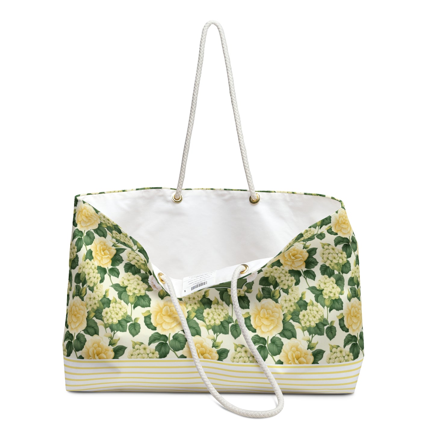 Personalized Yellow Rose Floral Rope Handle Weekender Tote Bag