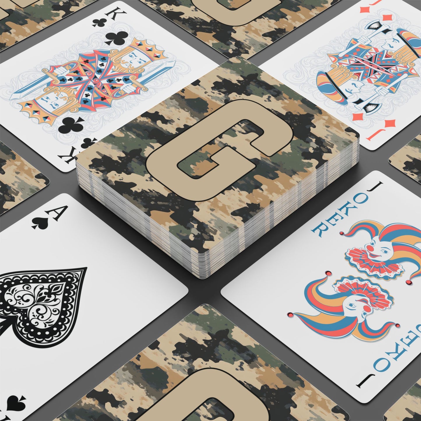 Personalized Camo Initial Playing Cards