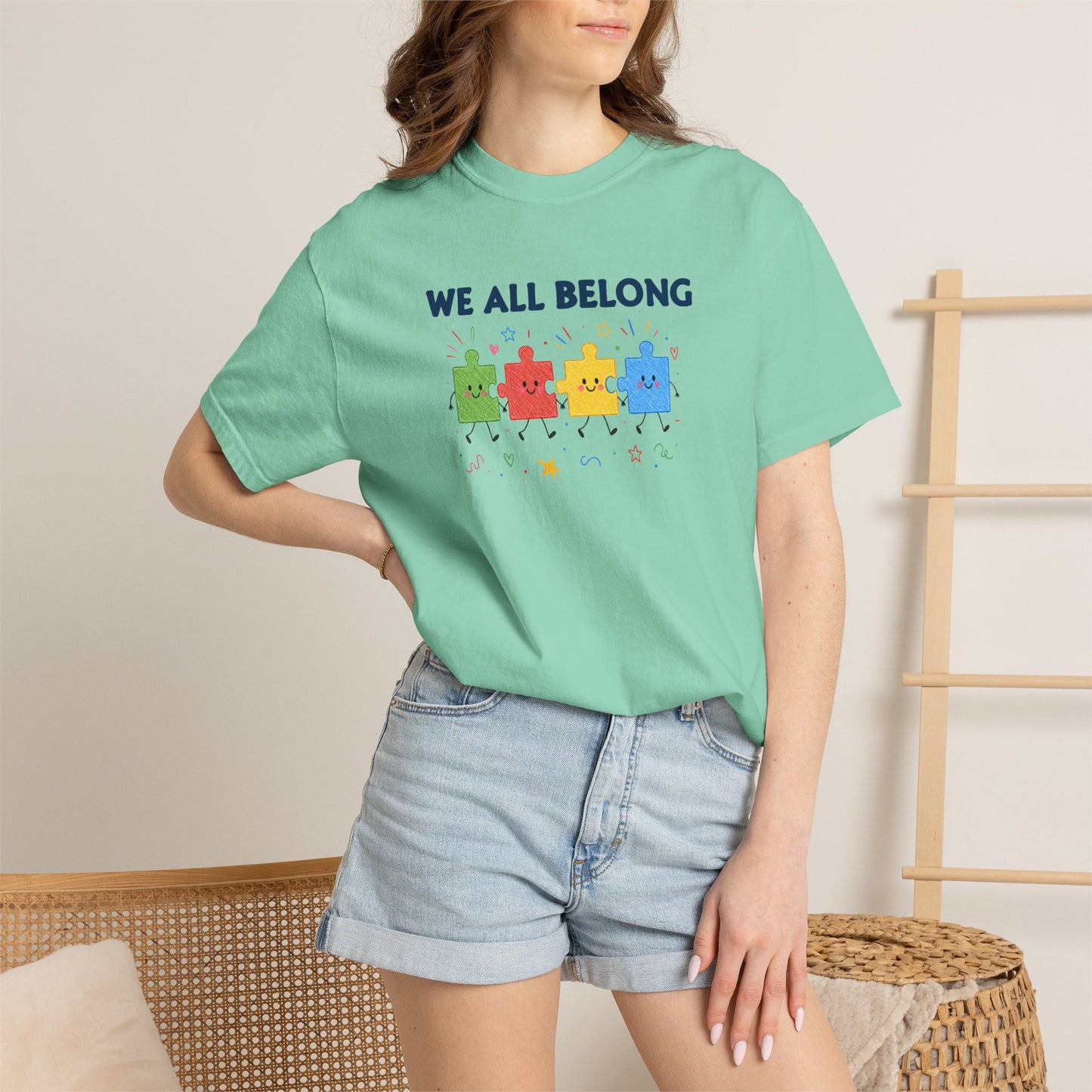 We All Belong Puzzle Piece Teacher Shirt | Neurodiversity & Inclusion T-Shirt